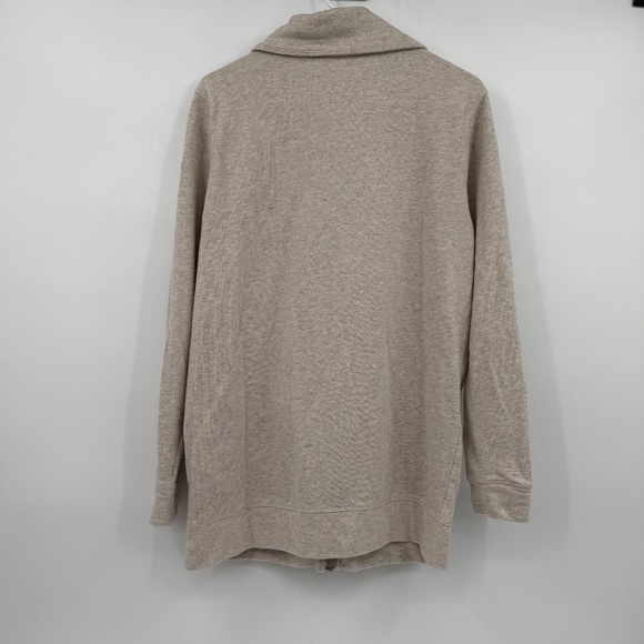 Under Armour Sweater Women Large Neutral Beige Full Zip Long Sleeve French Terry - Picture 6 of 13